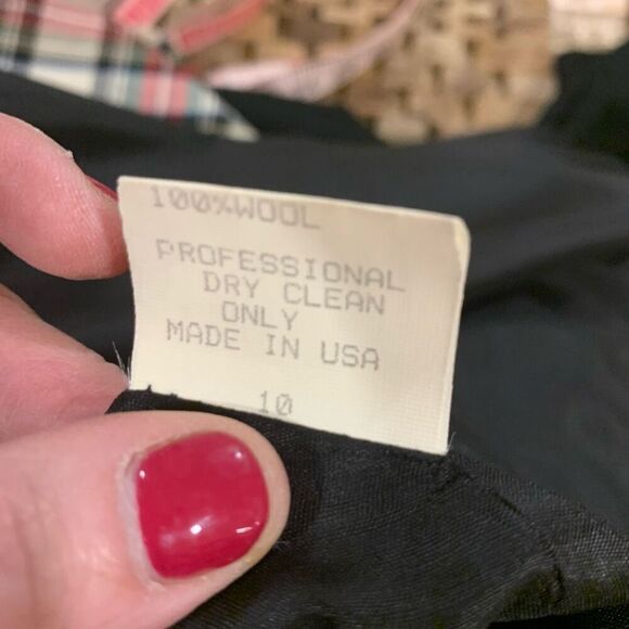Chetta B VTG 80s Dolman Dress Wool Skirt Red Tartan Plaid Black L/S Top Size 10 - Picture 8 of 9